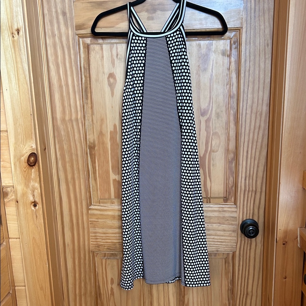 Max Studio Black and White Geometric Midi Dress